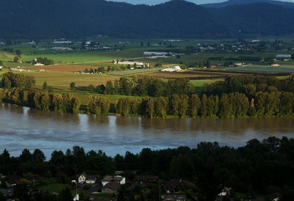 Aerial view over Fraser River near Mission, BC
